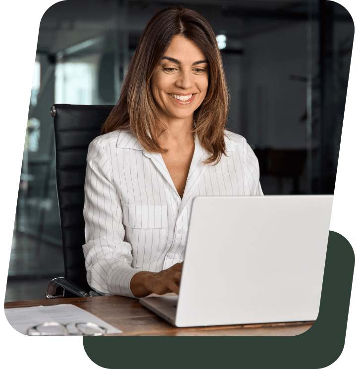 woman happy with Payee name fraud solutions